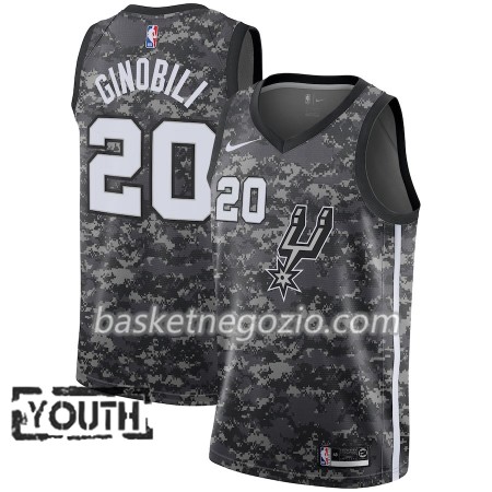 Canotte Bambino San Antonio Spurs Manu Ginobili 20 Nike City Edition Nero Swingman